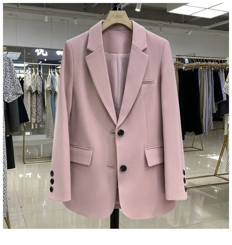 2024 New Red Suit Coat Women's Korean Style Loose Single Breasted Blazers Office Female Temperament Blazers Jacket Outwear Tops