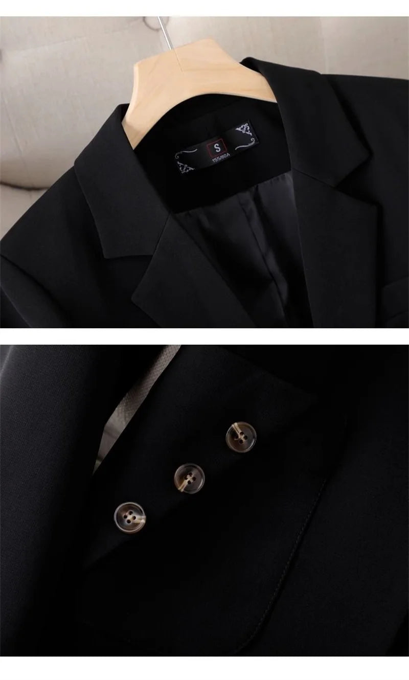 Spring Autumn Women Blazer Blue Black White Blazers Ladies Business Work Wear Long Sleeve Single Button Formal Female Jacket 4XL