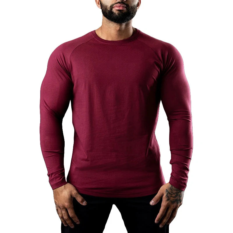 Mens T Shirts Casual Round Neck Long Sleeve Cotton Moisture Wicking Tees Tanks White Black Undershirts Loose Fit Tshirts for Men
