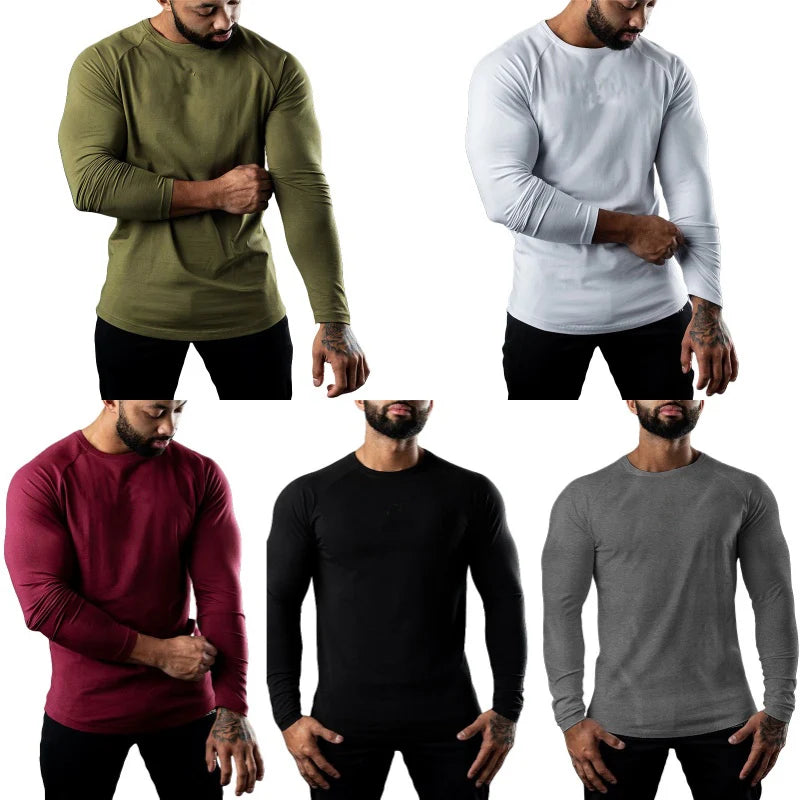Mens T Shirts Casual Round Neck Long Sleeve Cotton Moisture Wicking Tees Tanks White Black Undershirts Loose Fit Tshirts for Men