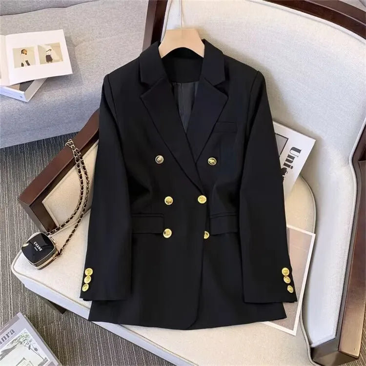 Office Lady Slim Blazer for Women, Long Sleeve Coats, Black Jackets, Casual Outerwear, Fall, Winter Fashion, 2023