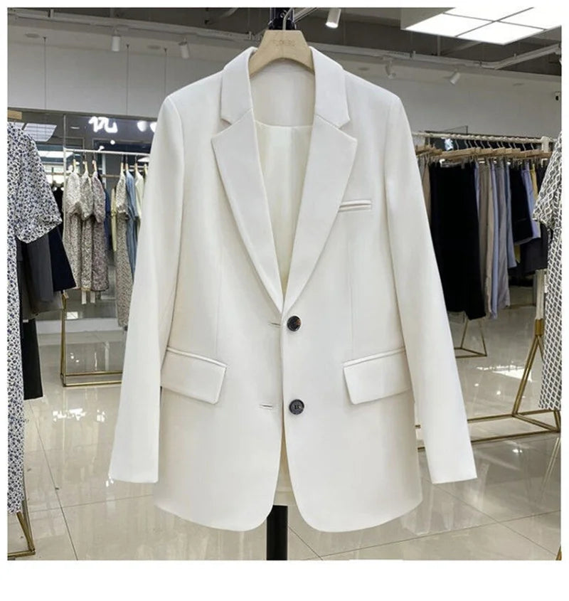 2024 New Red Suit Coat Women's Korean Style Loose Single Breasted Blazers Office Female Temperament Blazers Jacket Outwear Tops