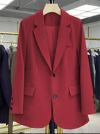 2024 New Red Suit Coat Women's Korean Style Loose Single Breasted Blazers Office Female Temperament Blazers Jacket Outwear Tops