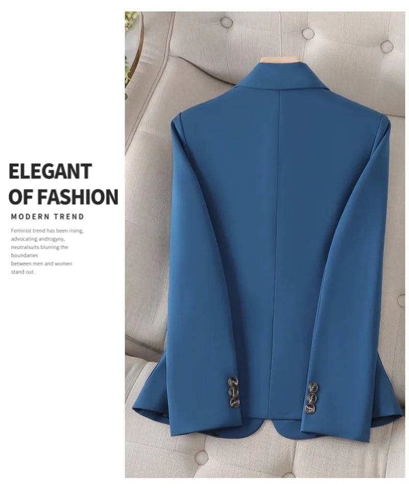 Spring Autumn Women Blazer Blue Black White Blazers Ladies Business Work Wear Long Sleeve Single Button Formal Female Jacket 4XL