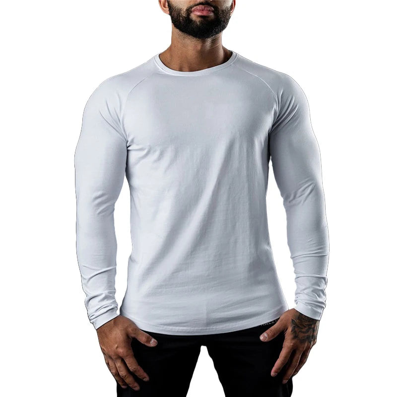 Mens T Shirts Casual Round Neck Long Sleeve Cotton Moisture Wicking Tees Tanks White Black Undershirts Loose Fit Tshirts for Men