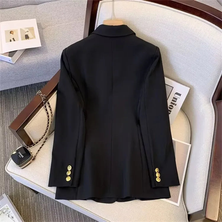Office Lady Slim Blazer for Women, Long Sleeve Coats, Black Jackets, Casual Outerwear, Fall, Winter Fashion, 2023