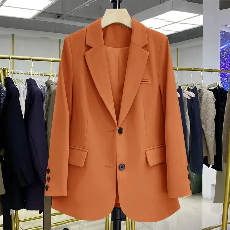 2024 New Red Suit Coat Women's Korean Style Loose Single Breasted Blazers Office Female Temperament Blazers Jacket Outwear Tops