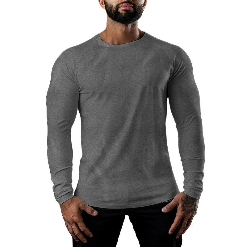 Mens T Shirts Casual Round Neck Long Sleeve Cotton Moisture Wicking Tees Tanks White Black Undershirts Loose Fit Tshirts for Men