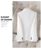 Spring Autumn Women Blazer Blue Black White Blazers Ladies Business Work Wear Long Sleeve Single Button Formal Female Jacket 4XL