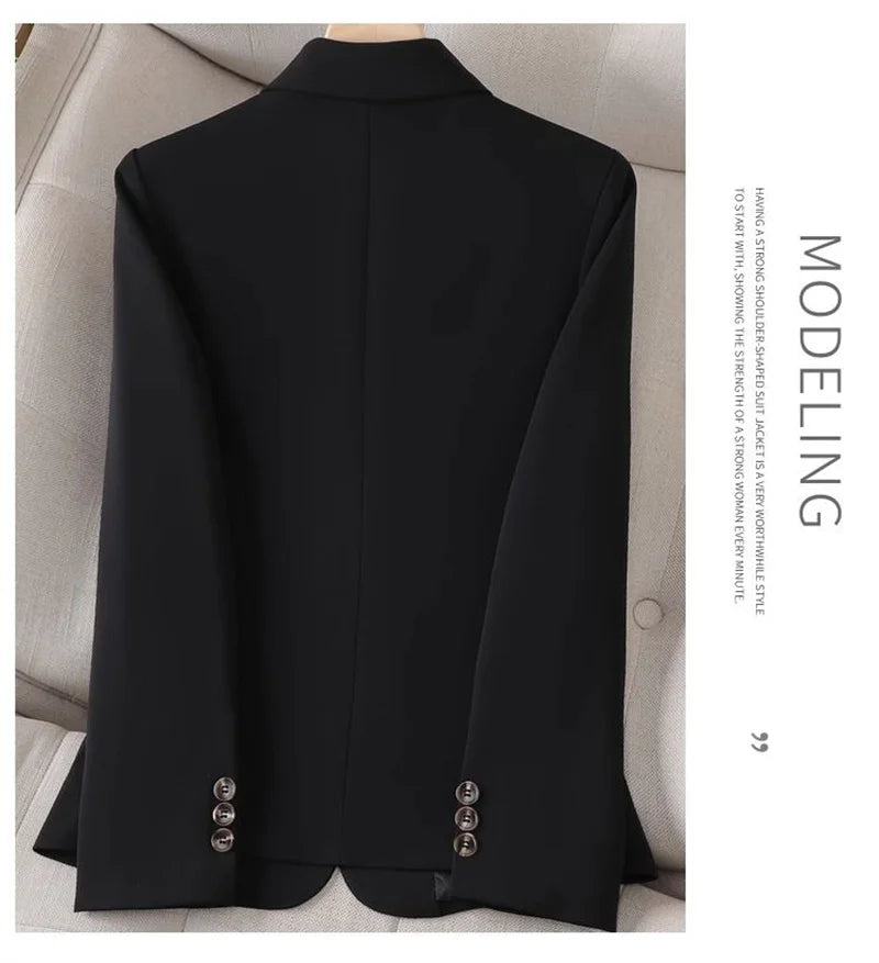 Spring Autumn Women Blazer Blue Black White Blazers Ladies Business Work Wear Long Sleeve Single Button Formal Female Jacket 4XL
