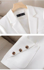 Spring Autumn Women Blazer Blue Black White Blazers Ladies Business Work Wear Long Sleeve Single Button Formal Female Jacket 4XL