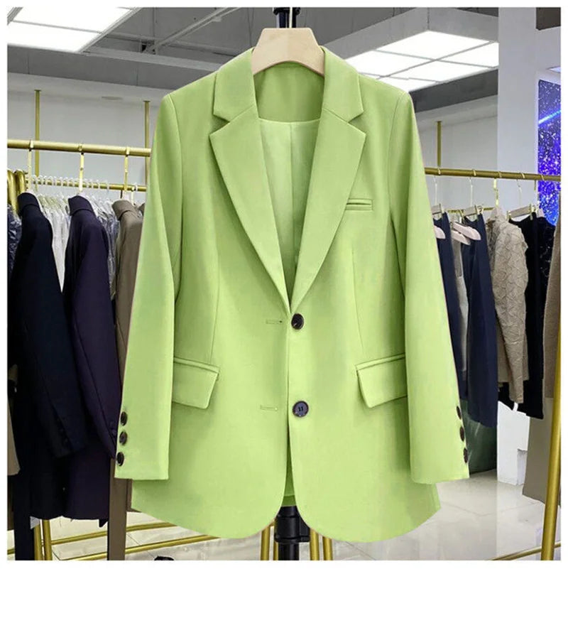 2024 New Red Suit Coat Women's Korean Style Loose Single Breasted Blazers Office Female Temperament Blazers Jacket Outwear Tops