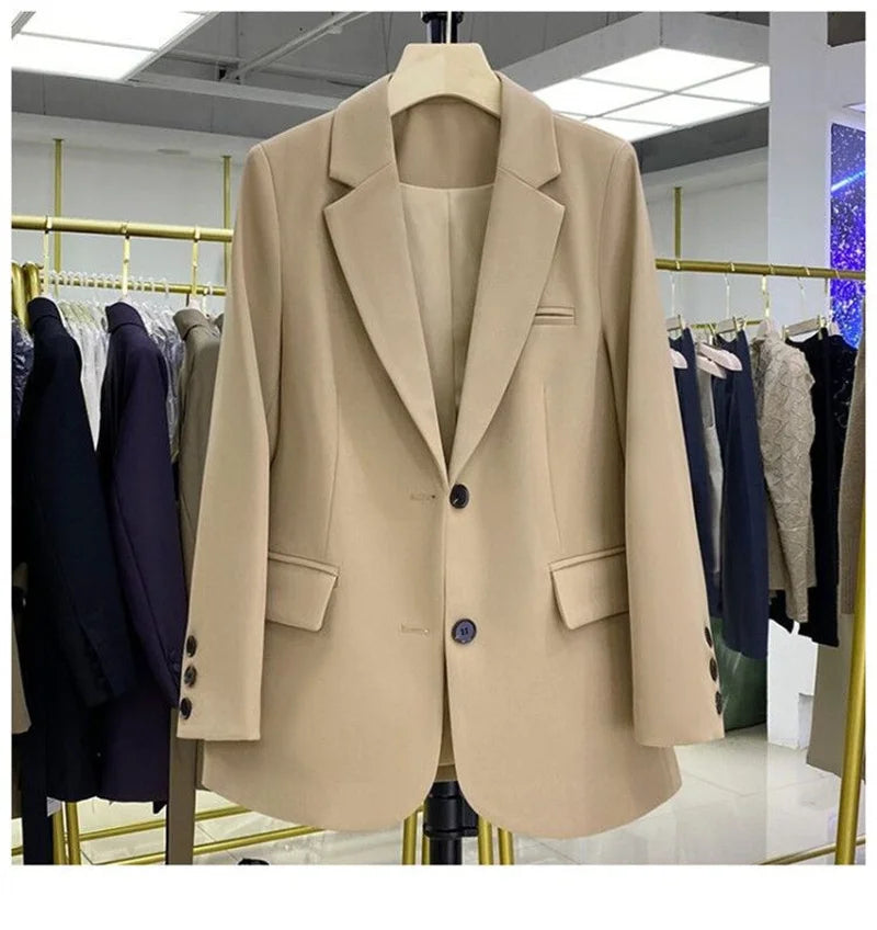 2024 New Red Suit Coat Women's Korean Style Loose Single Breasted Blazers Office Female Temperament Blazers Jacket Outwear Tops