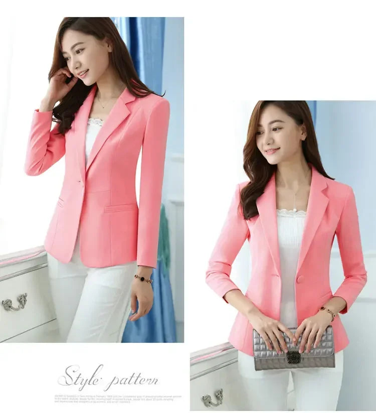 Women Blazer Office Ladies Elegant Outwear Long Sleeve Work Wear Classy Female Pink Suit African Autumn Fashion 2024 New 5XL